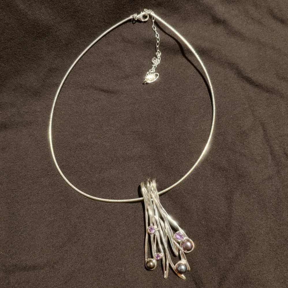 Hagit Gorali 925 SS necklace/pendant/amethystPearl